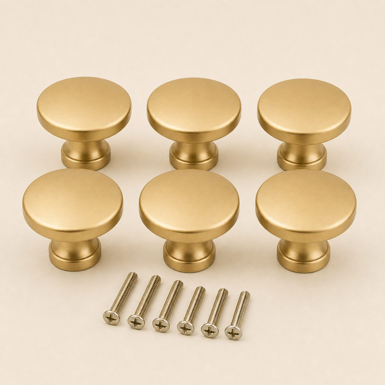 Matte Gold Cabinet Knobs — 6 Pack