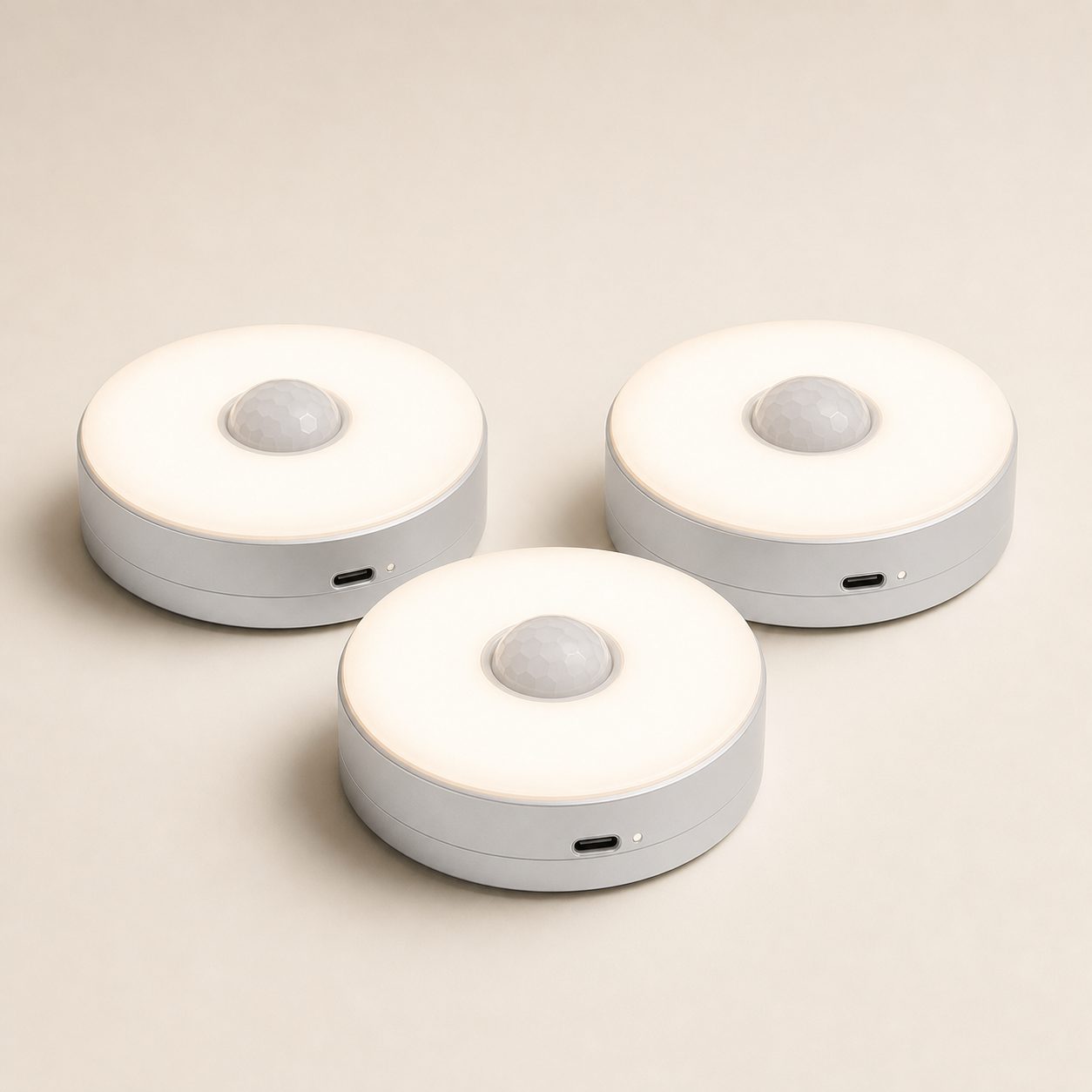 Rechargeable Round Motion Lights — 3 Pack