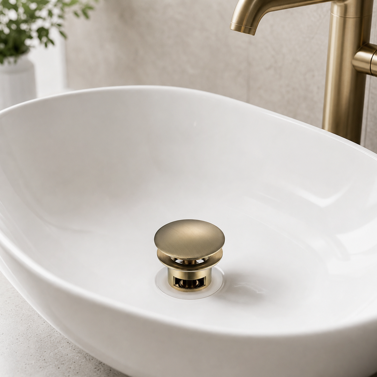 Matte Gold Click-Clack Basin Drain