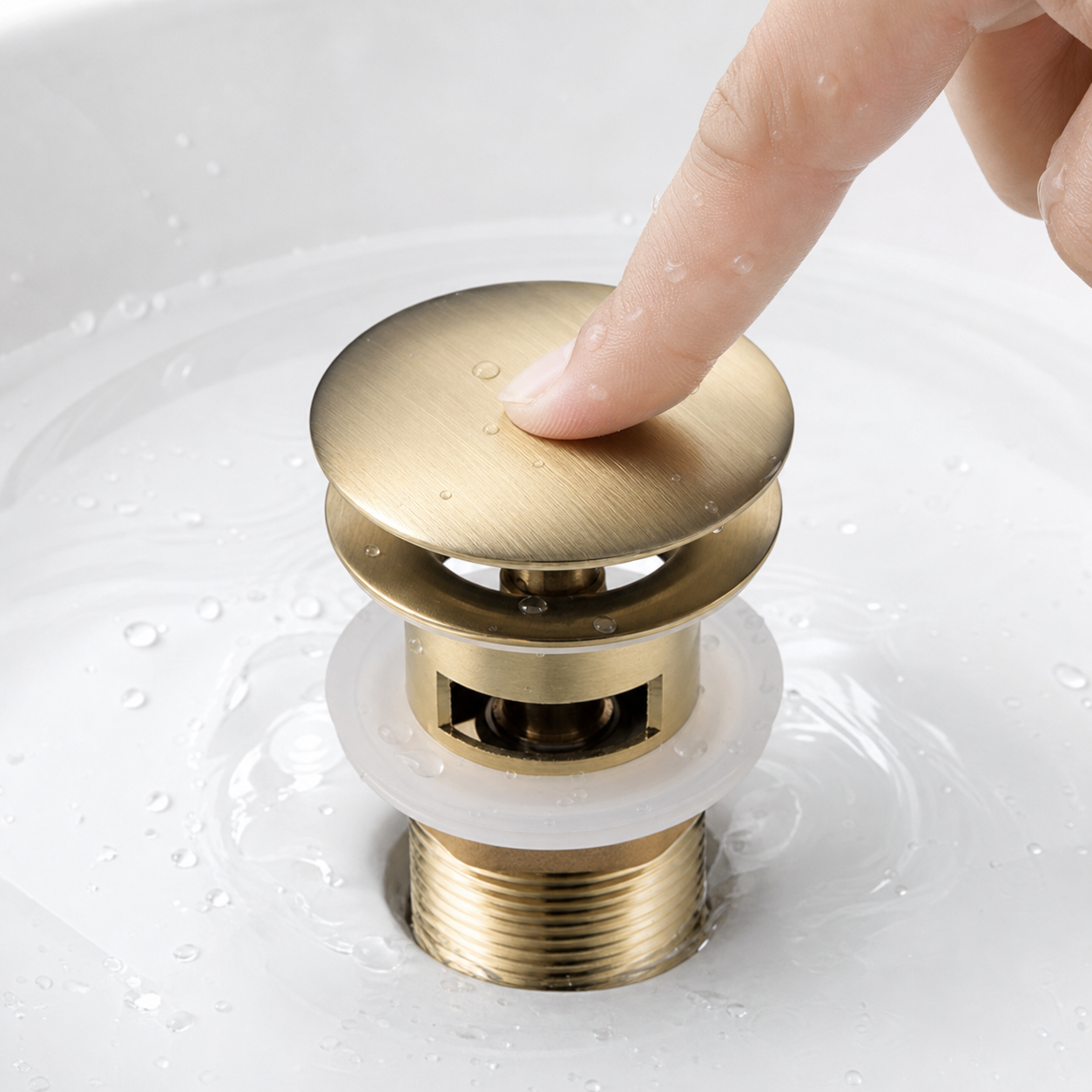 Matte Gold Click-Clack Basin Drain