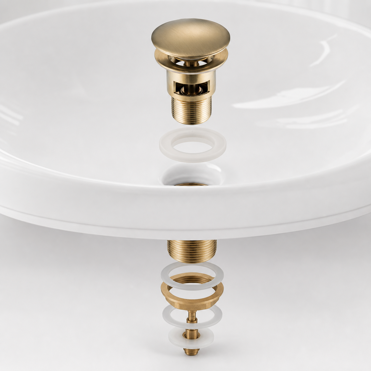 Matte Gold Click-Clack Basin Drain