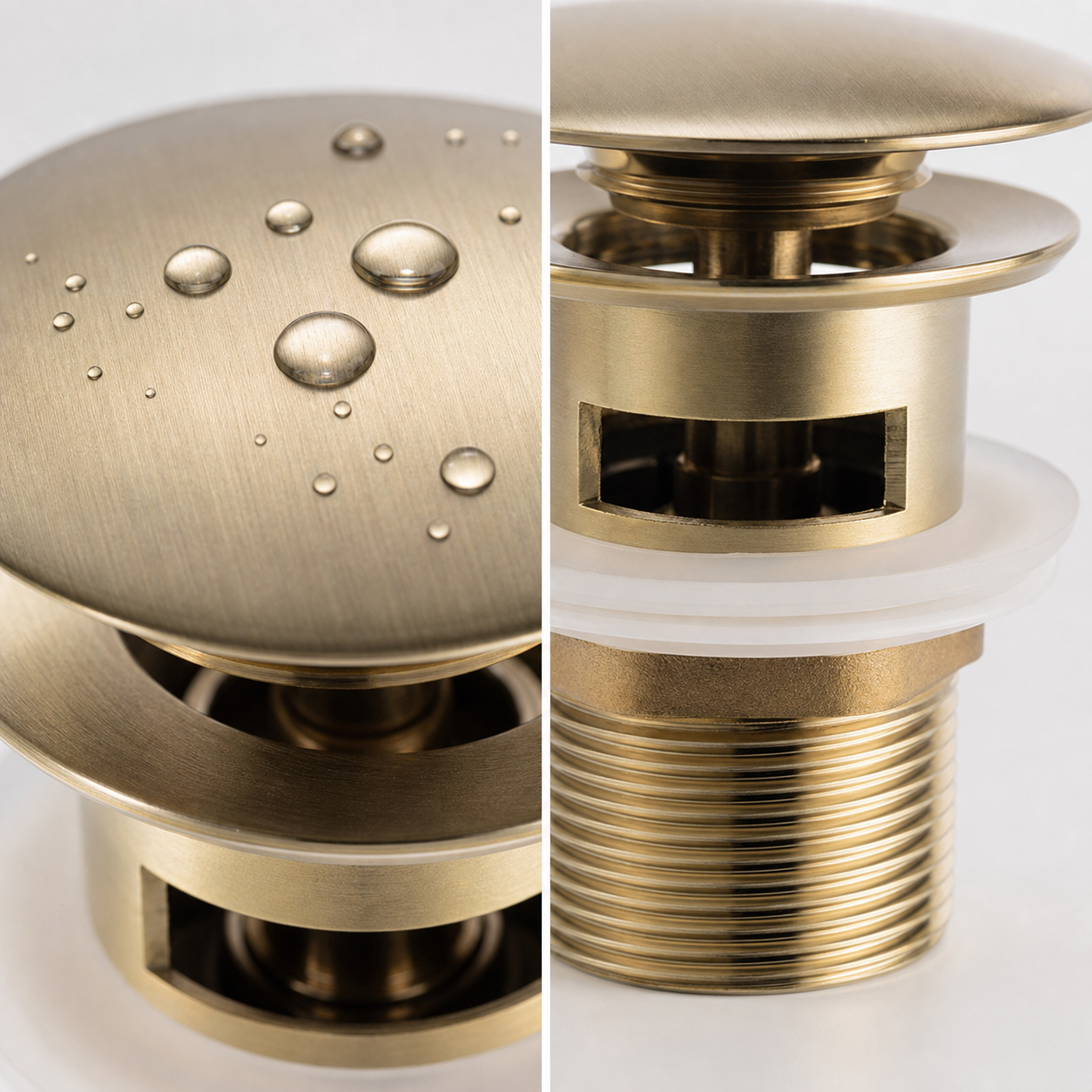Matte Gold Click-Clack Basin Drain